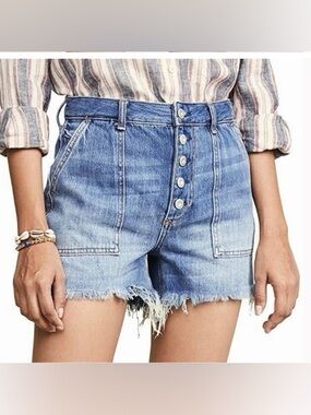 We the free free people Jesse carpenter distressed denim button fly shorts